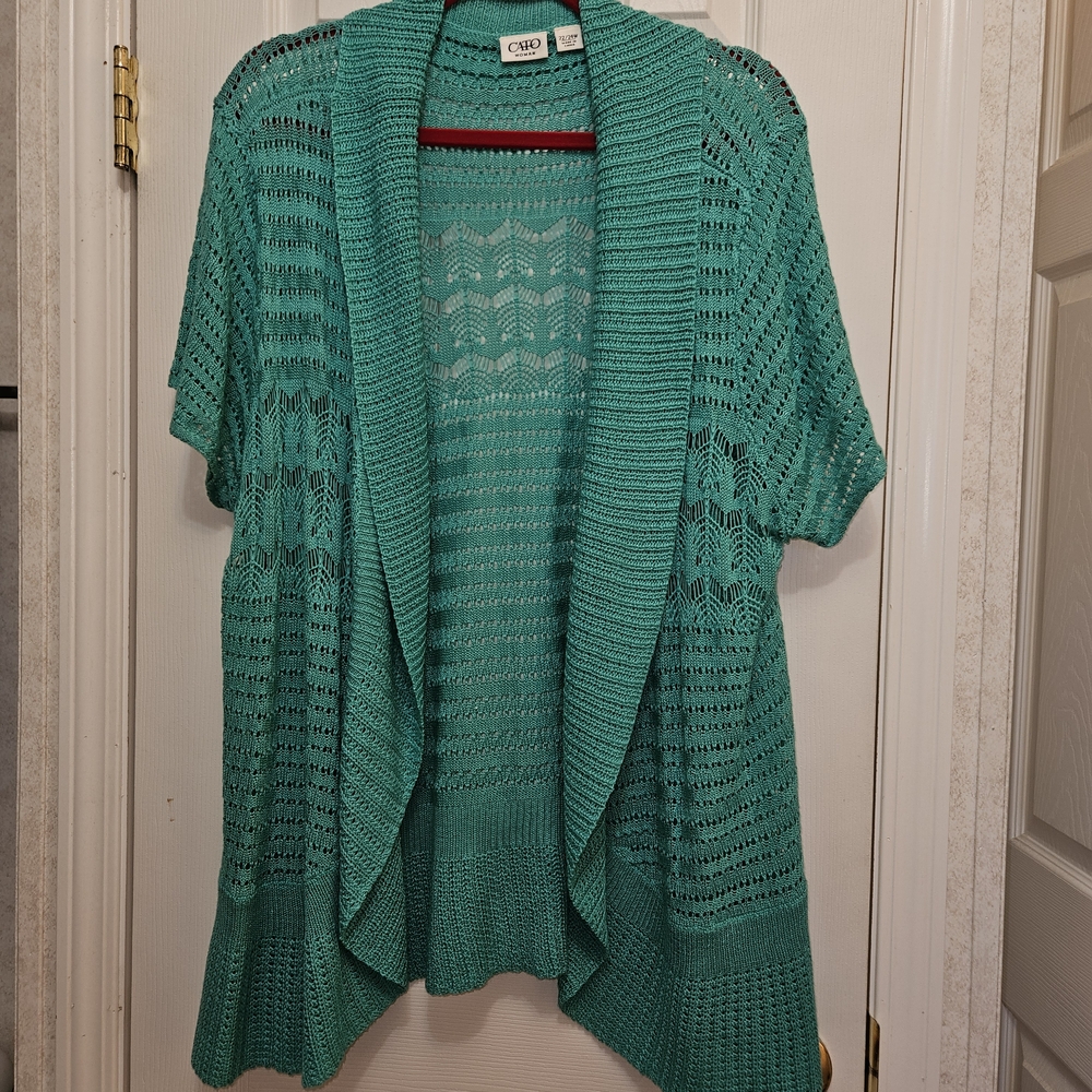 Chico's Turquoise Open-Front Cardigan